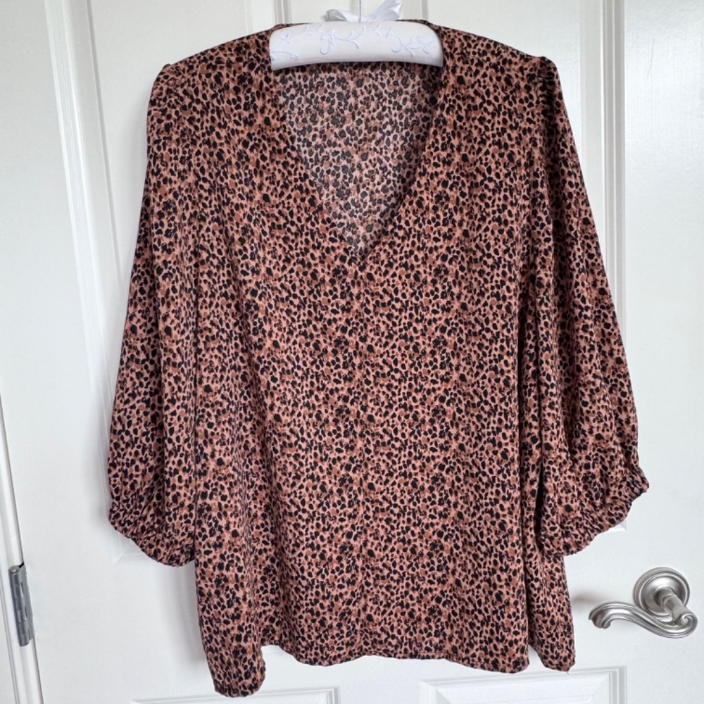 SOLD-Tuckernuck Pomander Place XXL Leopard Print Hollis Top Brown Black Animal